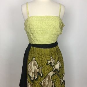 Vanessa Virginia Anthropologie Green Fish Dress